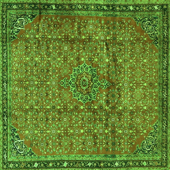 Ahgly Company Indoor Square Persian Green Traditional Area Rugs, 4' Square