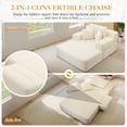 thumbnail image 6 of FFH 60" Chaise Lounge Chair Indoor, Convertible Sleeper Sofa Bed with Storage Pockets, Plush Corduroy Floor Lazy Sofa, Frameless Design, Beige, 6 of 11