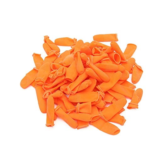 200pc Flexible Latex Disposable Orange Finger Cots for safe handling 