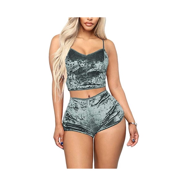 Women Lady Sexy Lingerie Velvet Pajamas Sleepwear Set Loungewear Nightgown