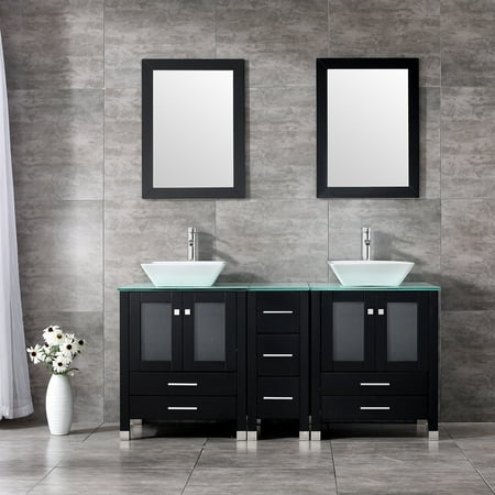 60 Double Bathroom Vanity Combo Set Double Porcelain