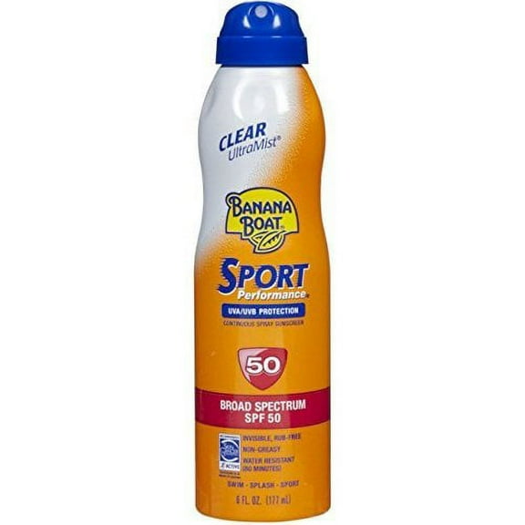 Banana Boat Sunscreen Ultra Mist Sport Performance Broad Spectrum Sun Care Sunscreen Spray - SPF 50, 6 Ounce