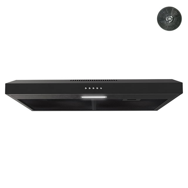Streamline 30 in. Cosenza Convertible Undermount Range Hood in Grit Black with Mesh Filters, Push Button Control, LED Light
