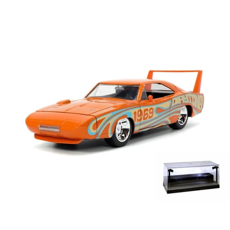 Diecast Car w/Display Case – 1969 Dodge Charger Daytona Orange – Jada Toys 31389 – 1/24 scale Diecast Model Toy Car