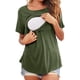 thumbnail image 3 of Camisetas de maternidad para mujer, moda de doble capa, lactancia, mangas cortas, Verde XXL, 3 of 9