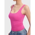 thumbnail image 6 of Women'S Tank Top Fitted Square Neck Casual Basic Summer Tank Sleeveless Tops Rose Red L, 6 of 9