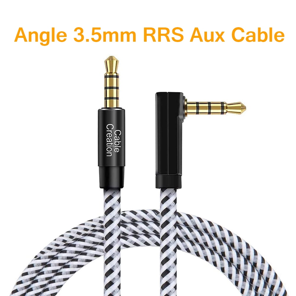 Black Audio Cable,CableCreation 10FT 3.5mm Right Angle Male to Male Auxiliary Stereo HiFi Cable with Silver-Plating Copper Core Compatible with Car,iPhones,Tablets,24K Gold Plated 