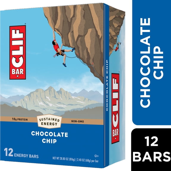 CLIF BAR Chocolate Chip Energy Bars, Plant Based Protein Bars, 12ct