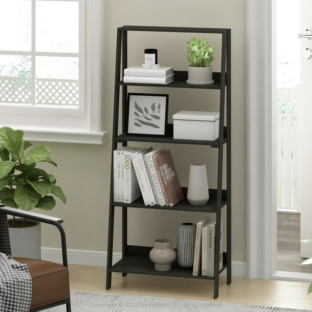 Furinno 5Tier Ladder Bookcase Display Shelf, Espresso