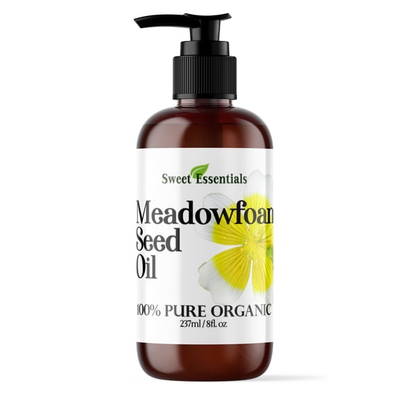 Premium Organic Meadowfoam Seed Oil, Imported From Canada, 8oz with Pump, 100% Pure, Cold Pressed - For Hair, Skin and Nails, Perfect Carrier Oil, Also Excellent For Mature Skin