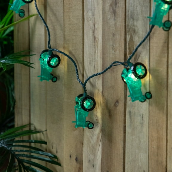 10-Count Green Tractor Patio Light Set 5.75ft Green Wire