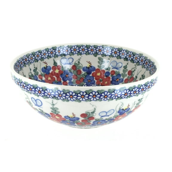 Blue Rose Polish Pottery Garden Butterfly Small Serving Bowl