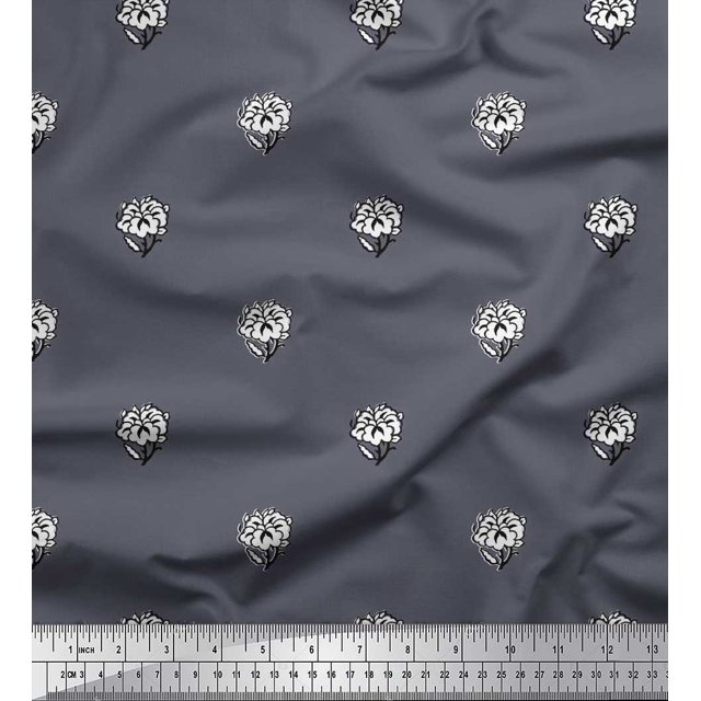 Soimoi Cotton Voile Fabric Floral Block Print Fabric by The Yard 56 Inch Wide