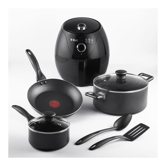 Batería 8 Piezas T-Fal Supercook Antiadherente con Freidora