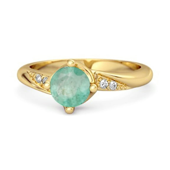 Solitaire 0.25 Ctw Emerald Accents 925 Sterling Silver Gold Vermeil Women Valentines Day Gifts Ring
