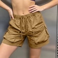 thumbnail image 2 of Women's Quick-Dry Elastic Waist Drawstring Lightweight Hiking Shorts With Zipper Pockets for Outdoor Active & Casual Wear, QuickDry Stretch Fabric with Secure Front Zip | TruBelle,Khaki S, 2 of 8