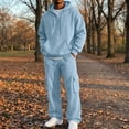 thumbnail image 2 of ASDFVBKG Mens Fleece Tracksuit Set, Full Zip Hooded Sweatshirt and Multi Pocket Jogger Pants Outdoor Sport Outfit Light Blue 2XL, 2 of 4