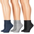 thumbnail image 6 of Silver Steps Quarter Cut Diabetic Socks, 3 Pair, Black/Grey/Navy, Medium, 6 of 6
