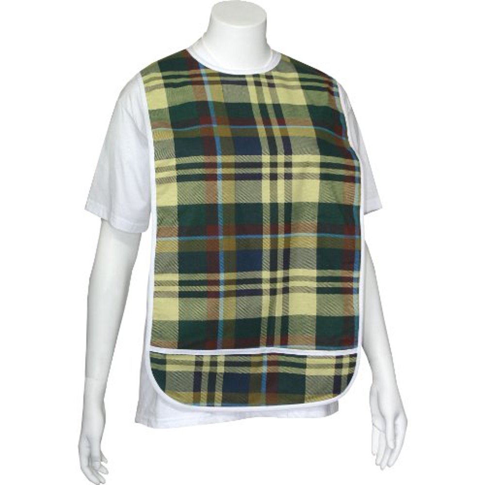 Adult Vinyl Adult Bibs with Crumb Catcher Premium Bib (Scottish plaid