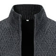 thumbnail image 6 of TFEOQRY Men's Full Zip Cardigan Sweater Argyle Pattern Long Sleeve Knitted Outerwear Fall Winter Warm Jacket Dark Gray, 6 of 8