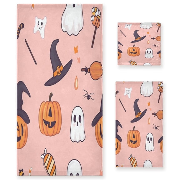 3 Piece Bath Towels Set Bath Towel, Hand Towel and Face Towel for Bathroom, Gym, Hotel Halloween Cute Elements