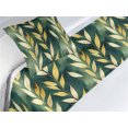 thumbnail image 3 of Watercolor Bed Runner Set, Falling Leaves of Autumn Season Misty Gradient Colored Backdrop, Decorative Bedding Scarf & a Pillow Sham for Hotels Homes, Twin, Dark Teal and Pastel Yellow, by Ambesonne, 3 of 3