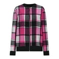 thumbnail image 5 of Women's Plaid Jackets Fall Long Sleeve Hoodless Outwears Round Neck Full Zipper Lightweight Jacket Fashion Casual Comfy Jacket Tops, 5 of 9