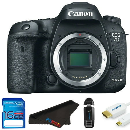 Canon EOS 7D Mark II DSLR Digital Camera (Body Only) + 16GB SD Card + HDMI Cable + Pixi Starter Bundle (Best Iso For Canon 7d)