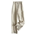 thumbnail image 7 of Outfmvch Wide Leg Linen Pants for Women Culottes Drawstring Pants Women Baggy Linen Wide Leg Women' S Culottes Long Lounge Pant Gaucho Pant Long Lounge Travel Pants Capri Baggy Wide Leg Beige S-3XL, 7 of 7