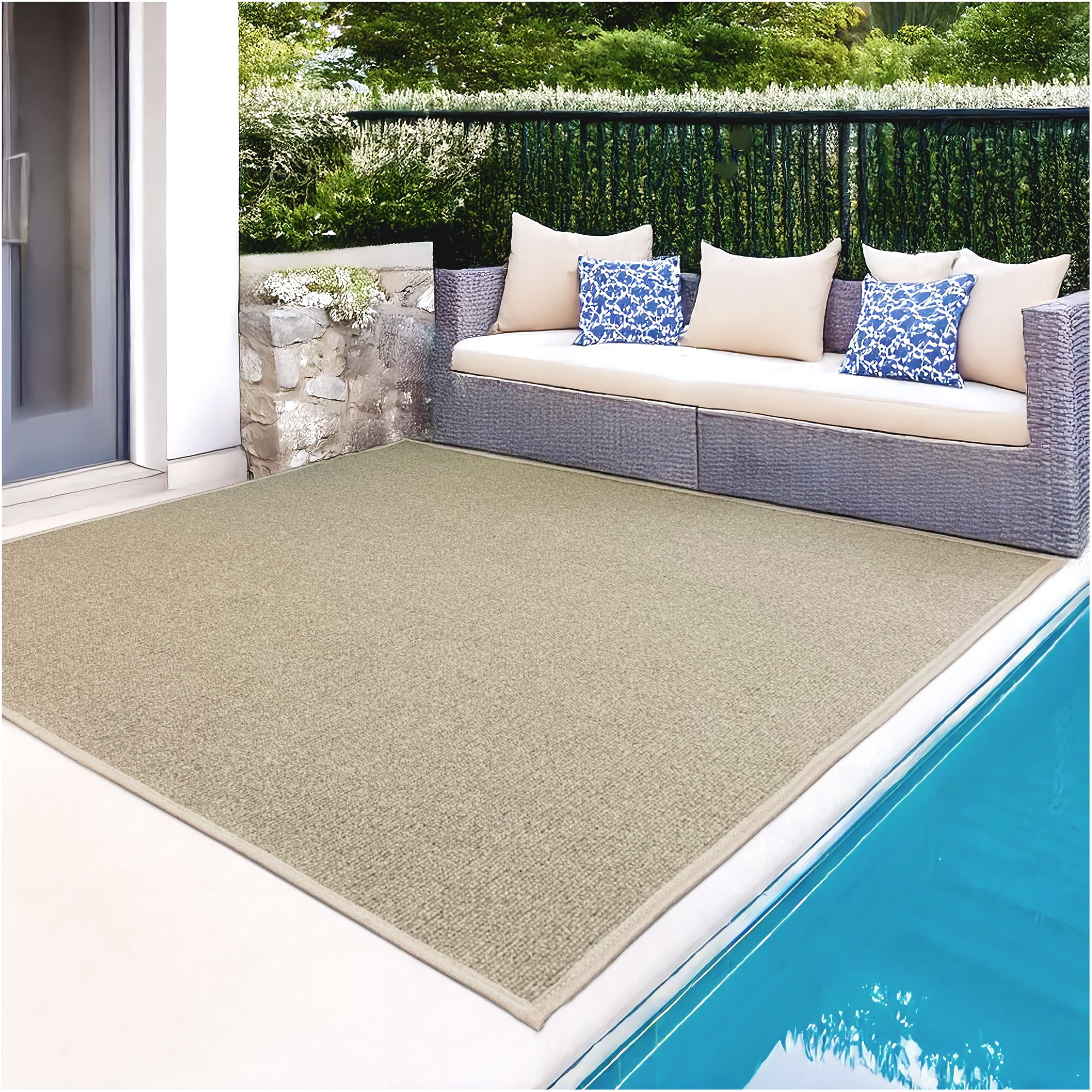Koeckritz Rugs 6' x 12' Premium Ribbed Indoor/Outdoor Area Rug Quick Dry, Lightweight, Taupe