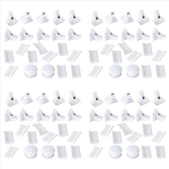 40 8 Magnetic Cabinet Locks Child Proof Cupboards Drawer Kids Lock Catch,40x lock 40x hanging buckle 8x key 8 x Magnetic key base,White