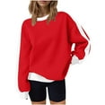 thumbnail image 4 of purcolt Women's Oversized Sweatshirt Long Sleeve Casual Crewneck Color Block Pullover Tops Casual Comfy Fall Fashion Winter Clothes, 4 of 4