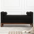 thumbnail image 2 of Ottoman with Bolster Pillows & Wood Legs, Upholstered Bench, Elegant Indoor Bench, Entry Bench, 53.5"W Ottoman Bench for End of Bed, Bedroom, Living Room, Entryway, Black, 2 of 6