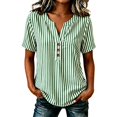 thumbnail image 2 of Endives Women's Short Sleeve T-shirt Striped T Shirts Plus Size V Neck Shirt for Women Summer Loose Fit Tops with Button Tshirt Shirts for Women Hot Sale, 2 of 5