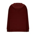 thumbnail image 4 of Hoodies for Women Knit Sweaters Tops Lightweight Travel Solid Color Drawstring Hooded Pullover Sweatshirt with Pockets, 4 of 8