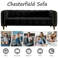 thumbnail image 4 of Atumon Couches and Sofaes, 83"L Velvet Sofa, Mid-Century Sofa Furniture, 3-Seat Velvet Upholstered Sofa with Metal Legs, Heavy Duty Sofa Couch for Living Room Apartment Office, Black, 4 of 10