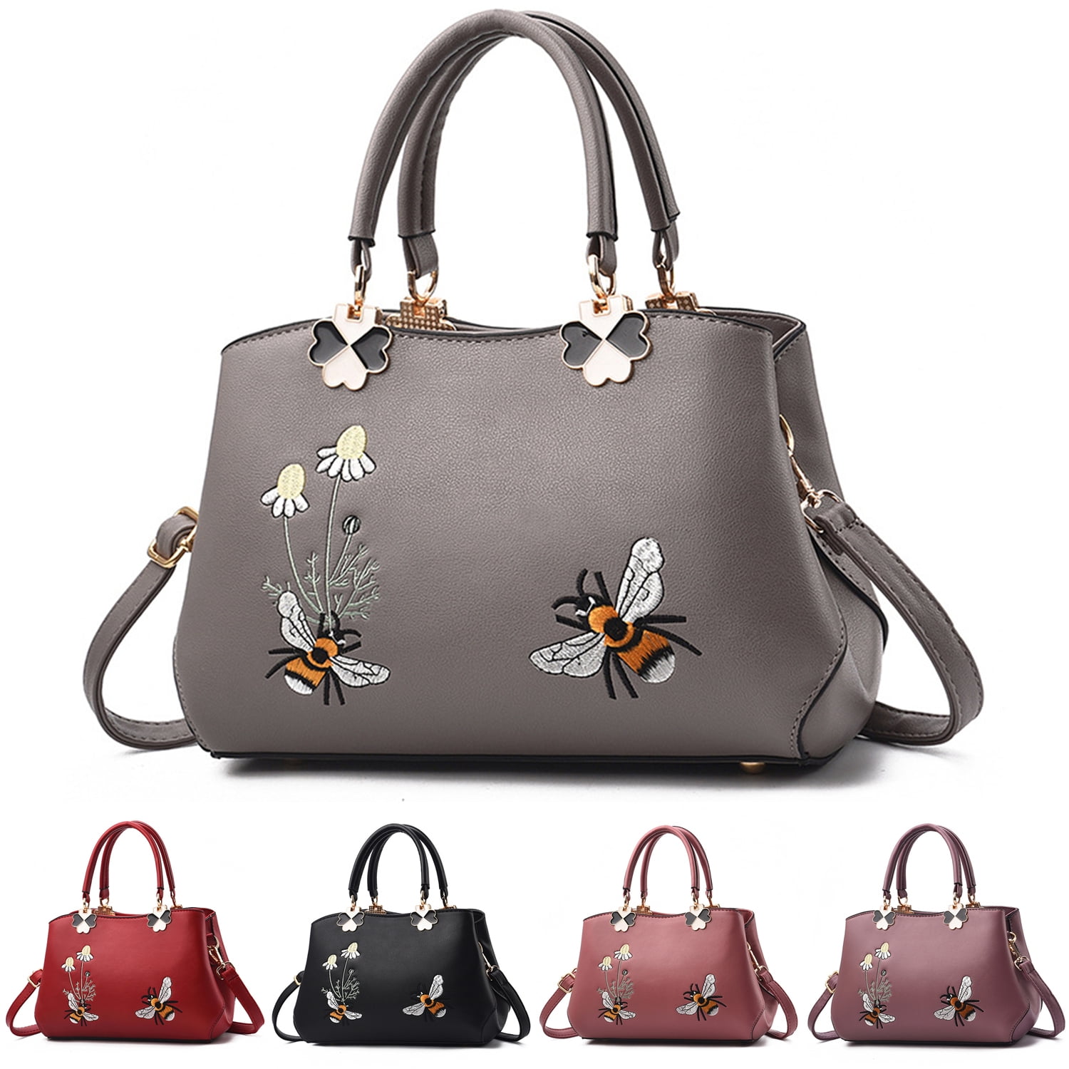 Retro Shoulder Bag Women Embroidery Bee Handbags