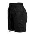 thumbnail image 4 of Amazhiyu Womens Casual Linen Shorts Drawstring Wide Leg Elastic High Waisted with Pockets, 4 of 8