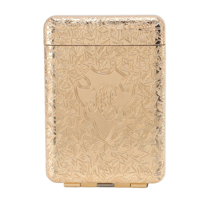 Retro Cigarette Case for 16 Coarse Cigarettes, 3 Openings, Stereo Embossed Pattern, Portable Cigarette Box, Gold