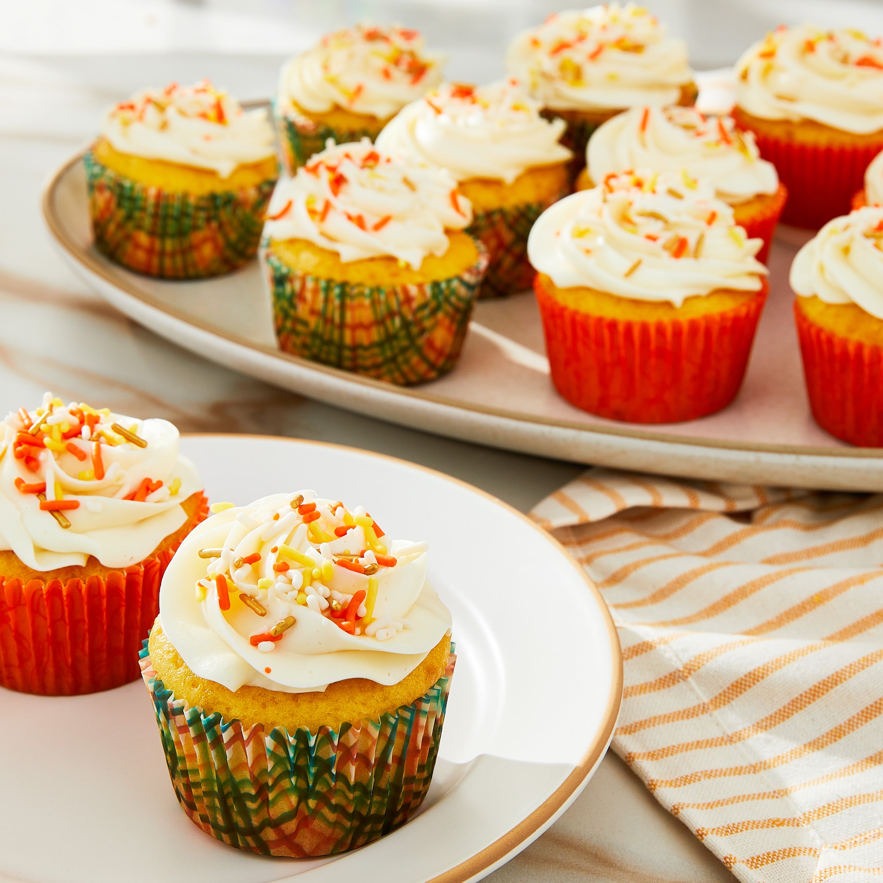 Great Value Classic Fall Stripes & Pumpkin Cupcake Liners, 48 Count