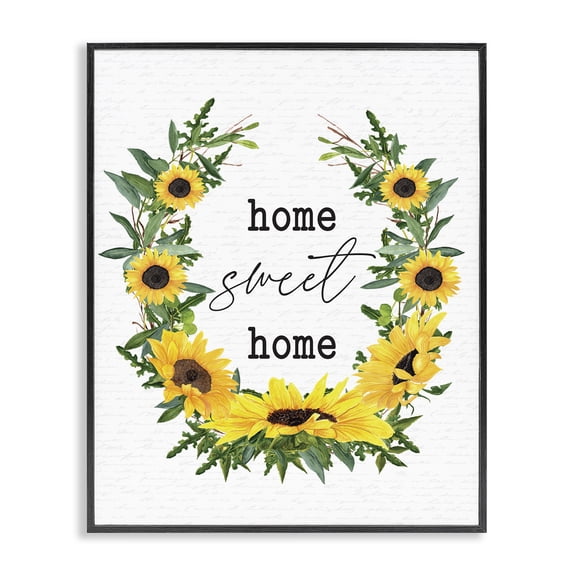 Stupell Industries Farmhouse Home Sweet Home Sunflowers Black Framed Giclee Art, 16 x 20, by Lettered and Lined