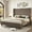 Brown, variant on Amerlife King Size Bed Frame, 61" Corduroy Upholstered Platform Bed with Vertical Stripe Wingback Headboard, Solid Wood Slats, Noise-Free, Beige