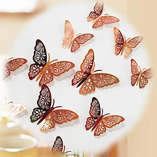 Wall Sticker Butterfly Dragonfly Home Decor Rose Gold Home Decorations Removable