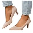 thumbnail image 7 of IUJSOY Kitten Heels for Women Suede Popinted Toe Stiletto Slip on Bridal Dress Shoes Casual Pumps, 7 of 7