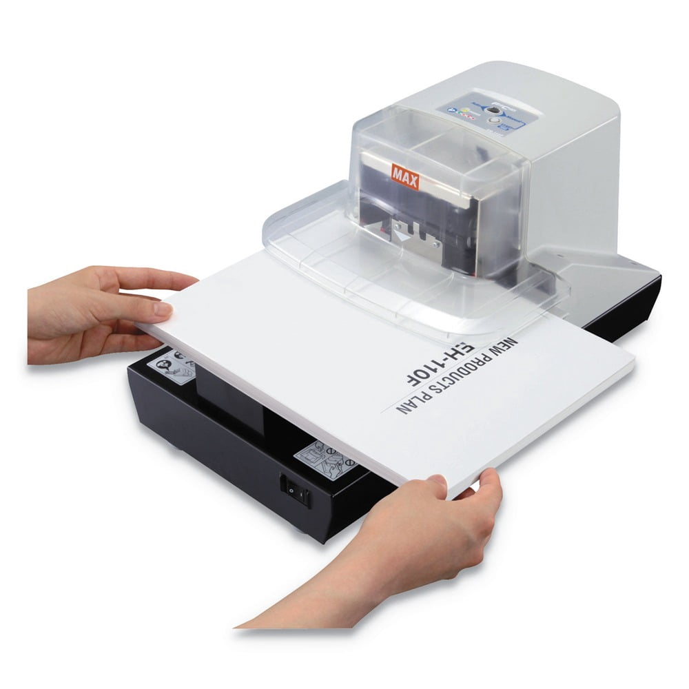 MAX EH110F 100-Sheet Capacity Professional Heavy Duty Flat Clinch Stapler - Gray