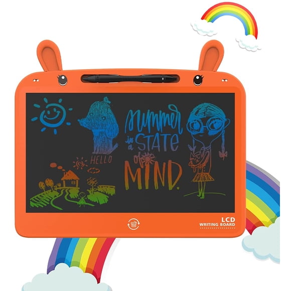 13.5-inch LCD Writing Tablet-Drawing Doodle Board for Girls, One-Touch Clear with Replaceable Batteries-Educational Learning Toys for Kids 2-7 Years Christmas Children's Day Birthday Gifts(Orange)