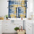 thumbnail image 3 of Abstract Mottled Texture Kitchen Curtains Valances and Tiers Set of 3 Vintage Blue Yellow Painting Tier Curtains and Valance with Rod Pocket for Small Windows, 27.5"x36", 3 of 9