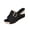 Black, variant on Black Ladies Buckle Strap Straw Wedge Sandals Slip-On Design For Spring Summer Casual Plus-Size Comfortable Flock