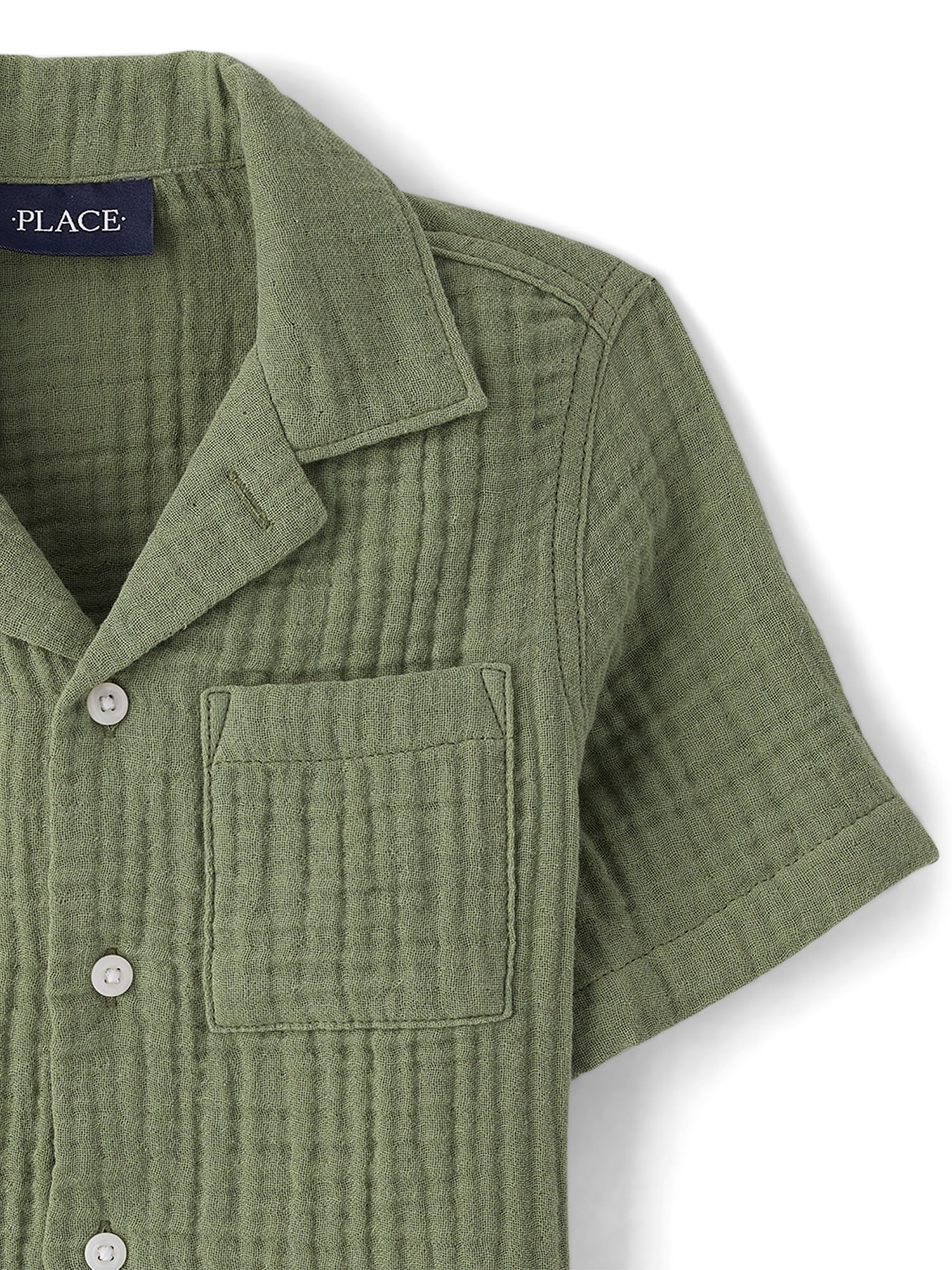 The Children's Place Boys Short Sleeve Gauze Button Up Shirt, Sizes XS-XXL