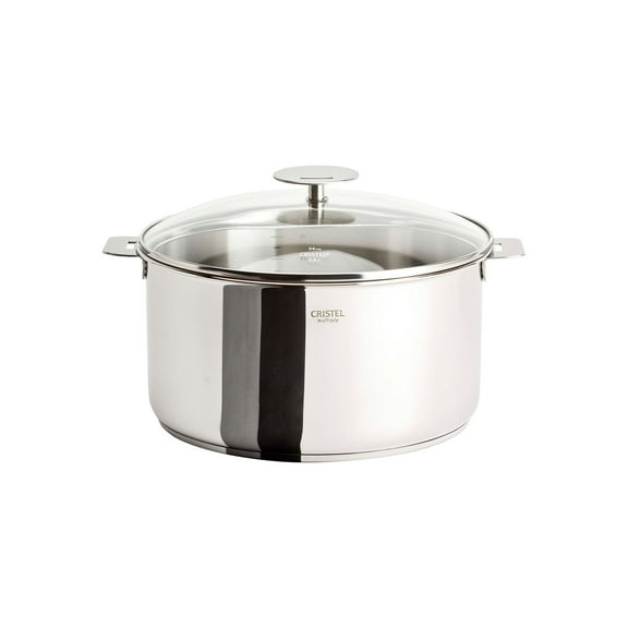 Cristel Multiply Stainless Steel Saucepan with Glass Lid and Removable Handle, 3.4 Quart